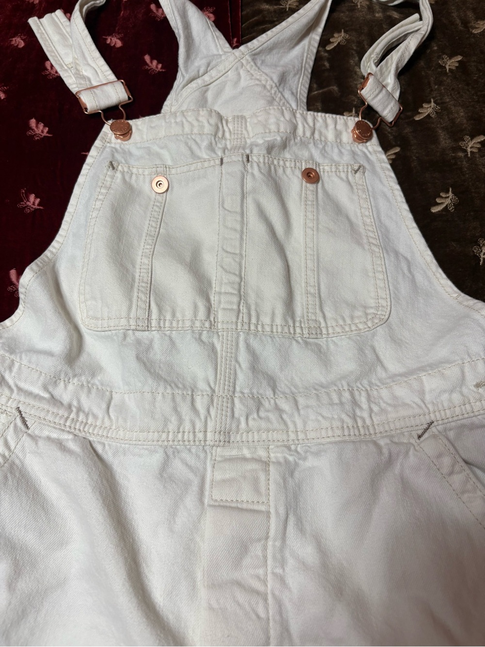 We The Free Cream-White Denim Overalls